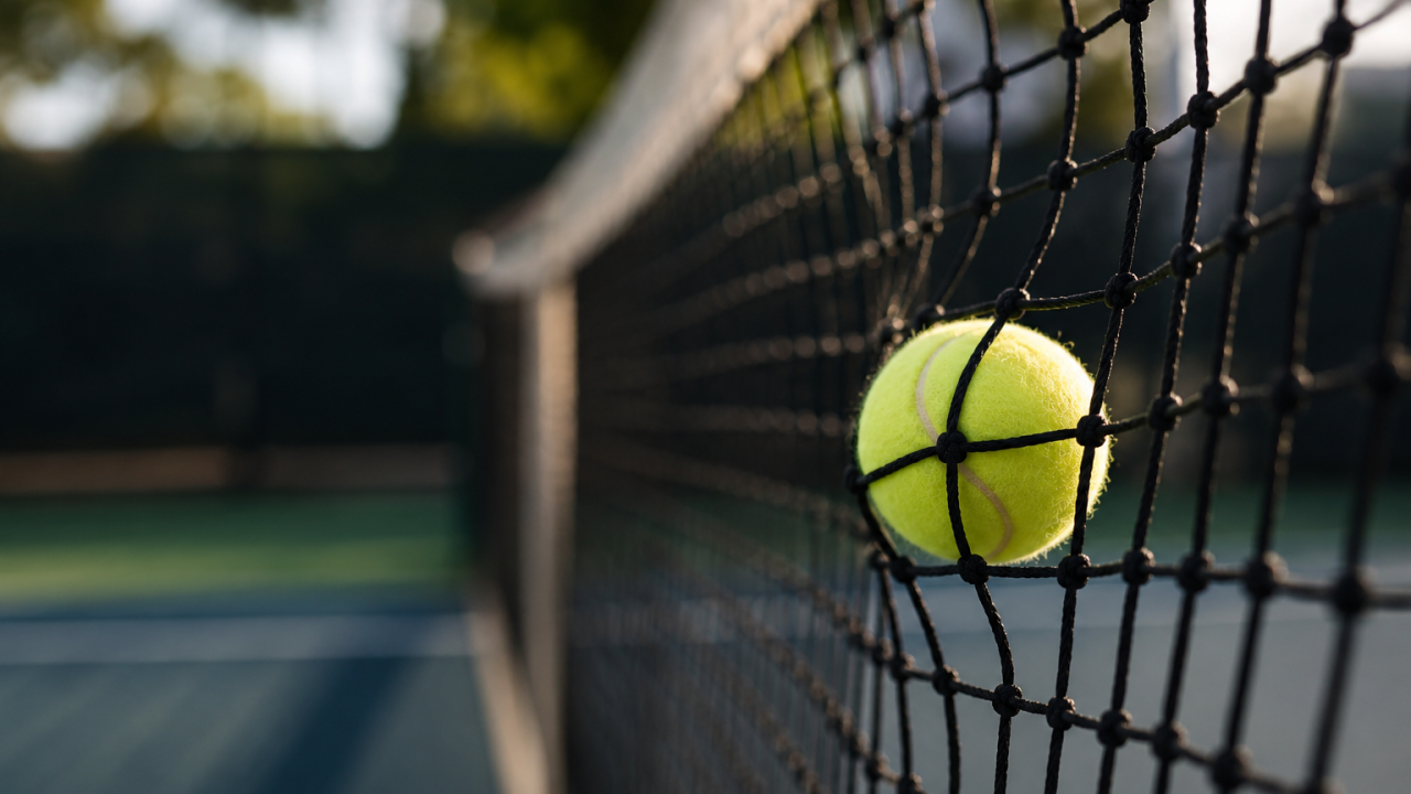 Bola de tênis presa na rede — a interferência que impede o resultado